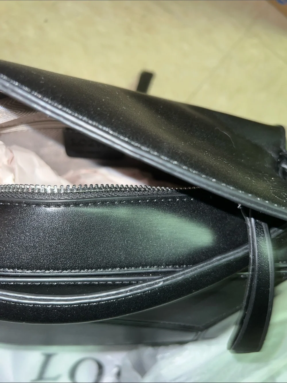 Black Structured Leather Shoulder Bag